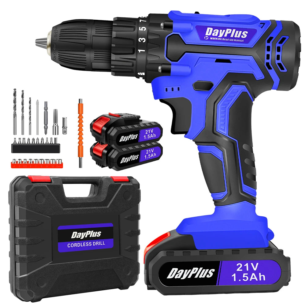 Cordless Drill & Screwdriver Kit – 45Nm Power, LED Light, Ideal for Home & Garden DIY