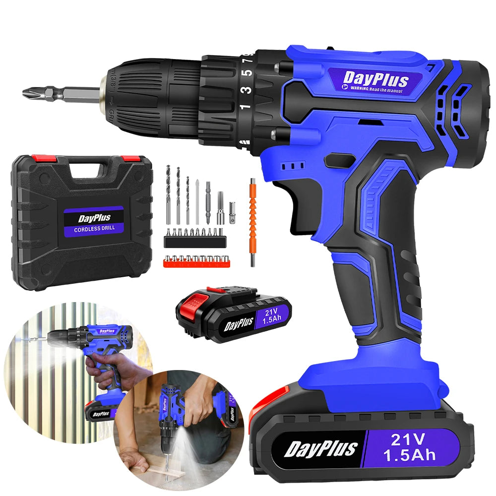 Cordless Drill & Screwdriver Kit – 45Nm Power, LED Light, Ideal for Home & Garden DIY