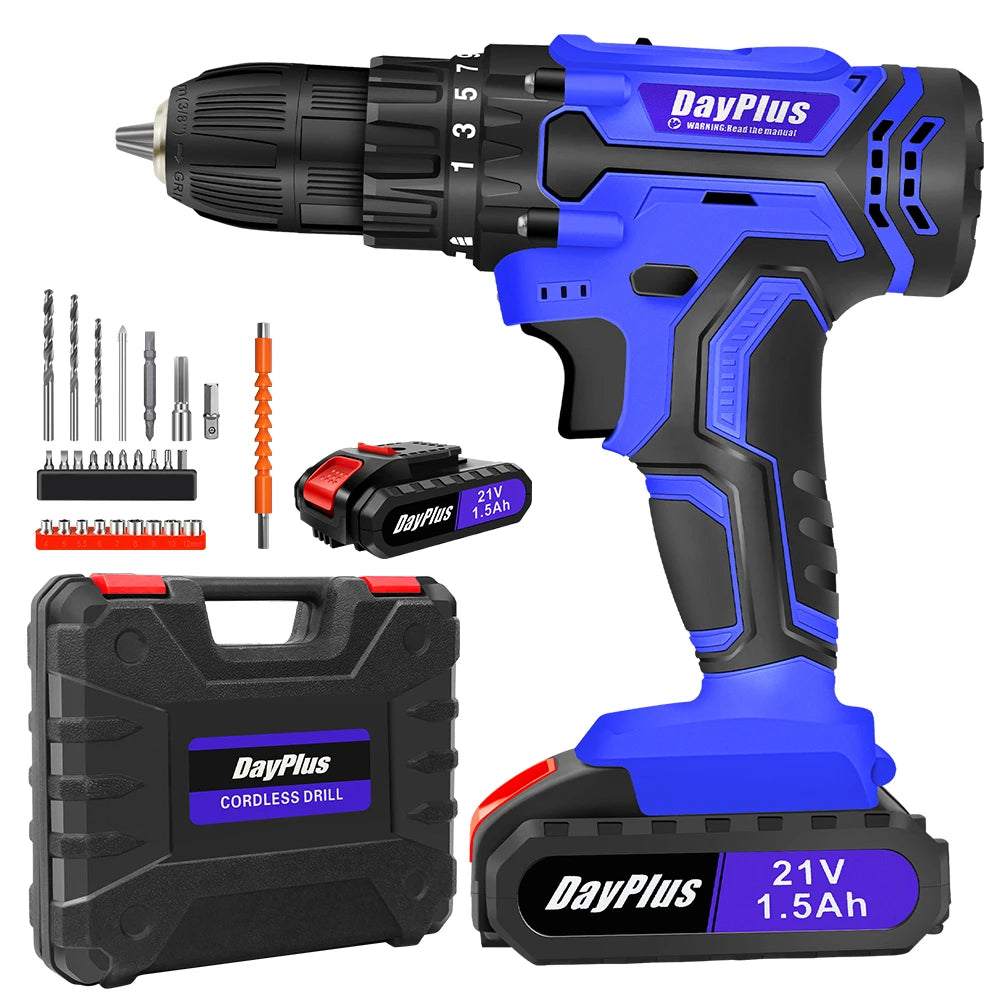 Cordless Drill & Screwdriver Kit – 45Nm Power, LED Light, Ideal for Home & Garden DIY