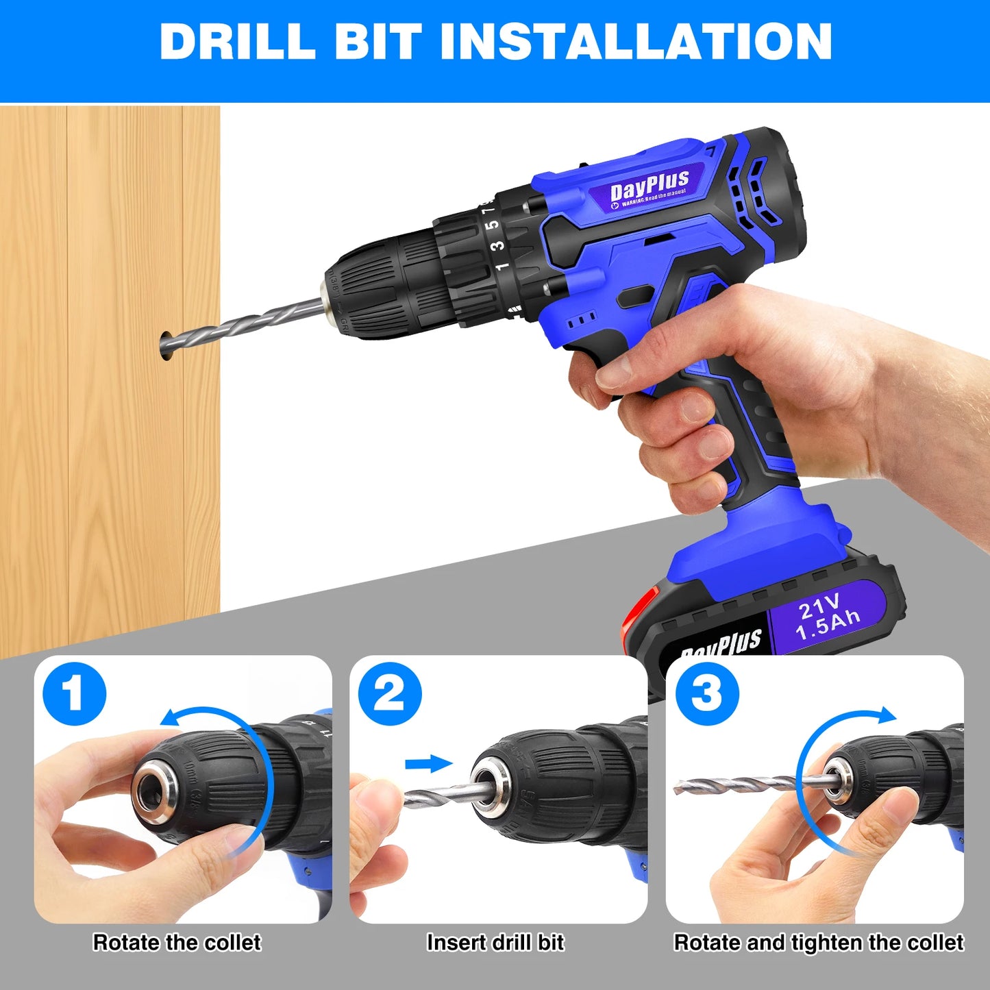 Cordless Drill & Screwdriver Kit – 45Nm Power, LED Light, Ideal for Home & Garden DIY