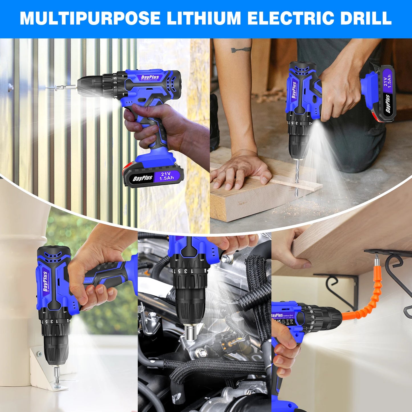 Cordless Drill & Screwdriver Kit – 45Nm Power, LED Light, Ideal for Home & Garden DIY