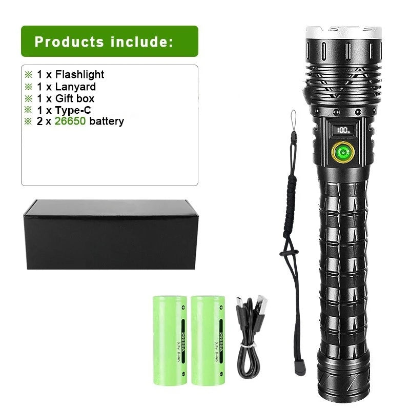 Ultra Bright 900W LED Torch – Waterproof, Rechargeable & Ideal for Emergency Use