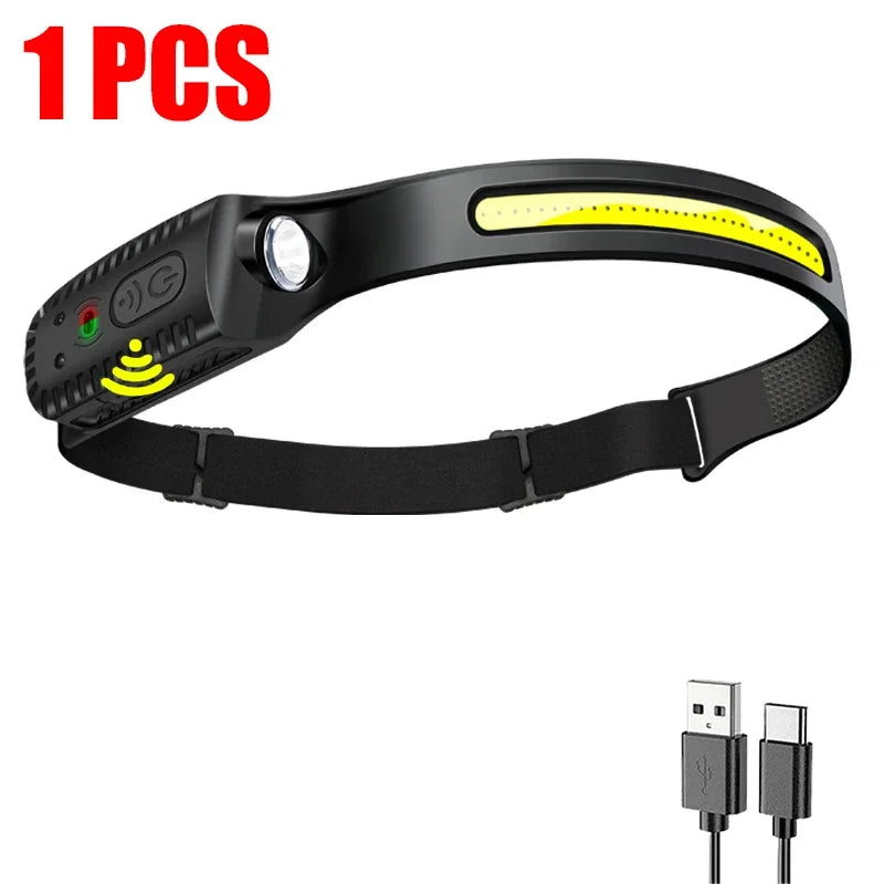 USB Rechargeable LED Head Torch – Powerful Sensor Headlamp for Camping, Fishing & Outdoor Adventures