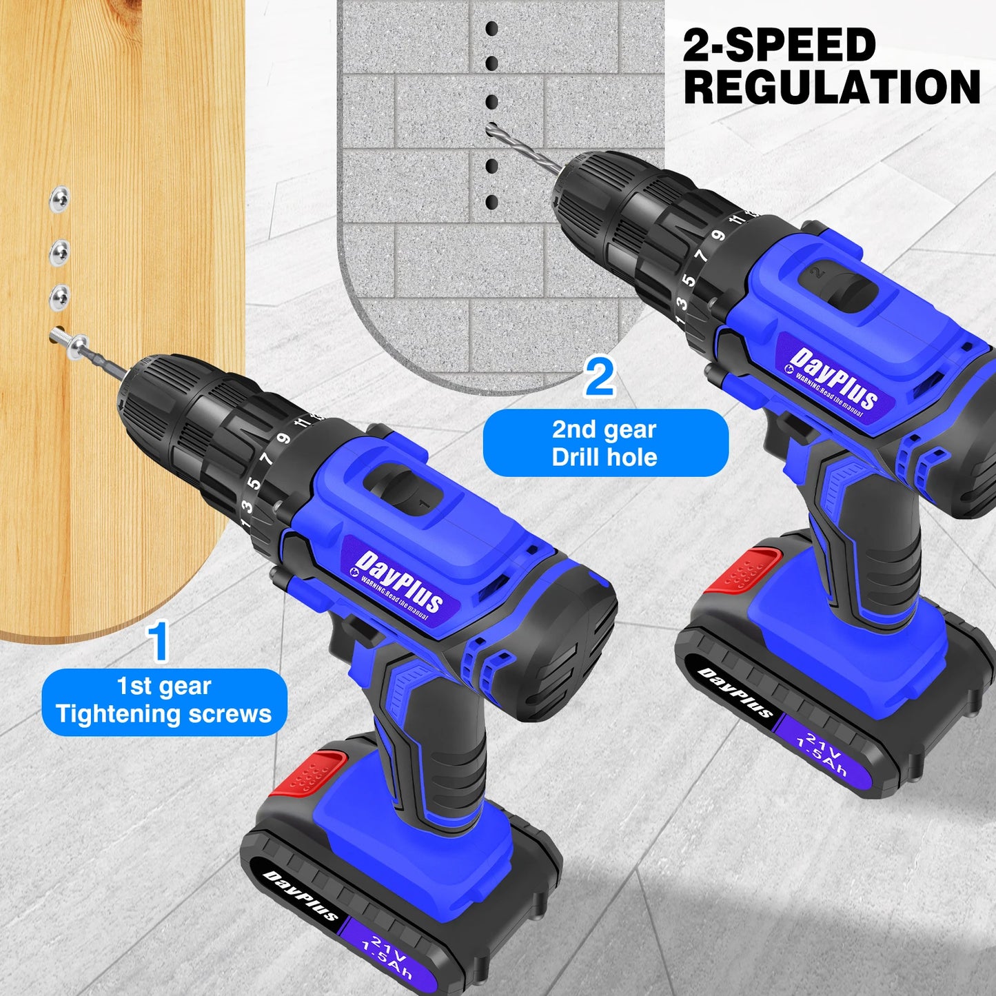 Cordless Drill & Screwdriver Kit – 45Nm Power, LED Light, Ideal for Home & Garden DIY