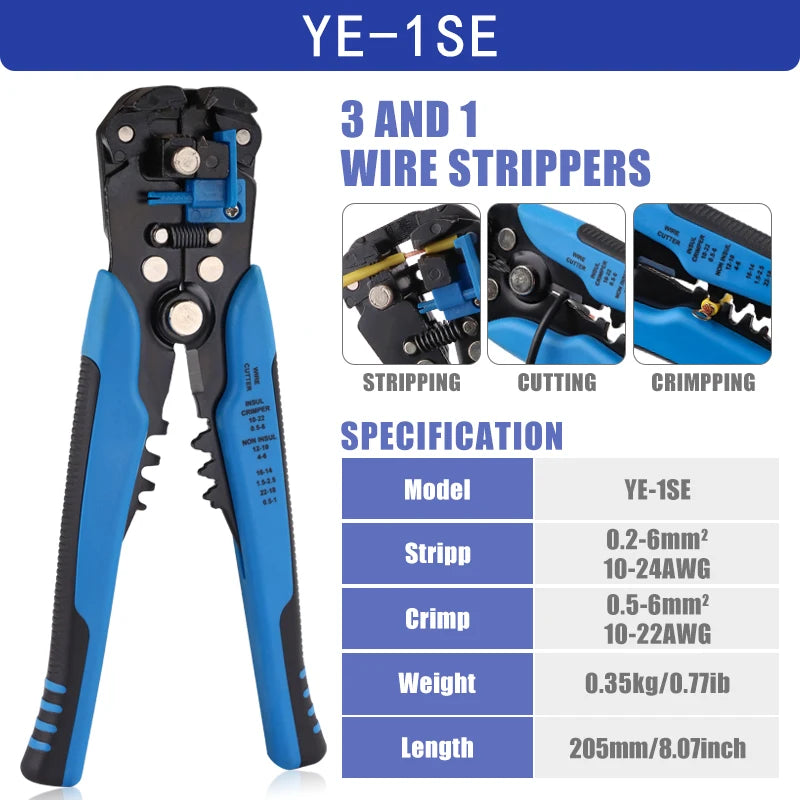 Automatic Wire Stripper & Multifunctional Cable Cutter – Precision Tool for Easy Stripping, Cutting & Crimping (0.2–6mm²)