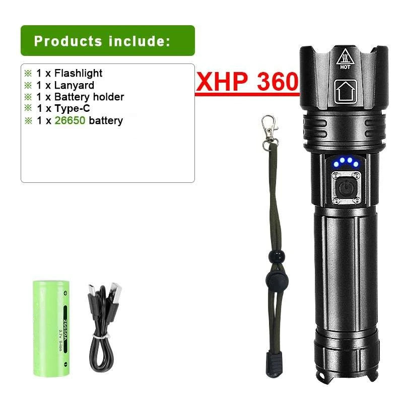 Ultra Bright 900W LED Torch – Waterproof, Rechargeable & Ideal for Emergency Use