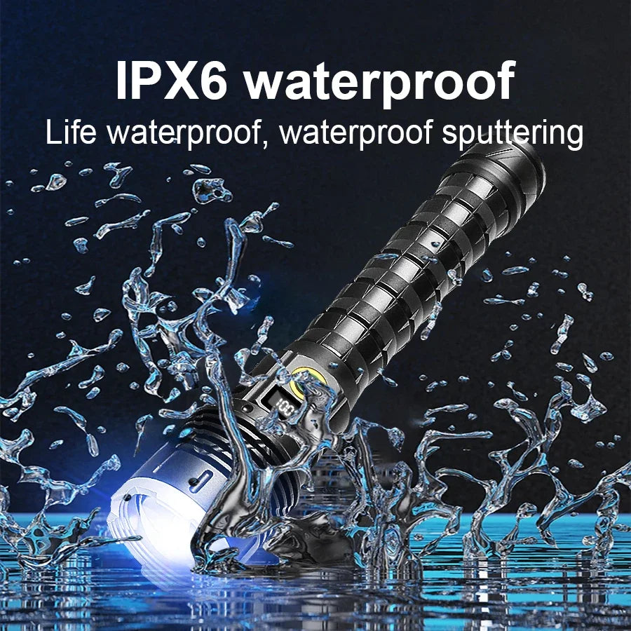 Ultra Bright 900W LED Torch – Waterproof, Rechargeable & Ideal for Emergency Use