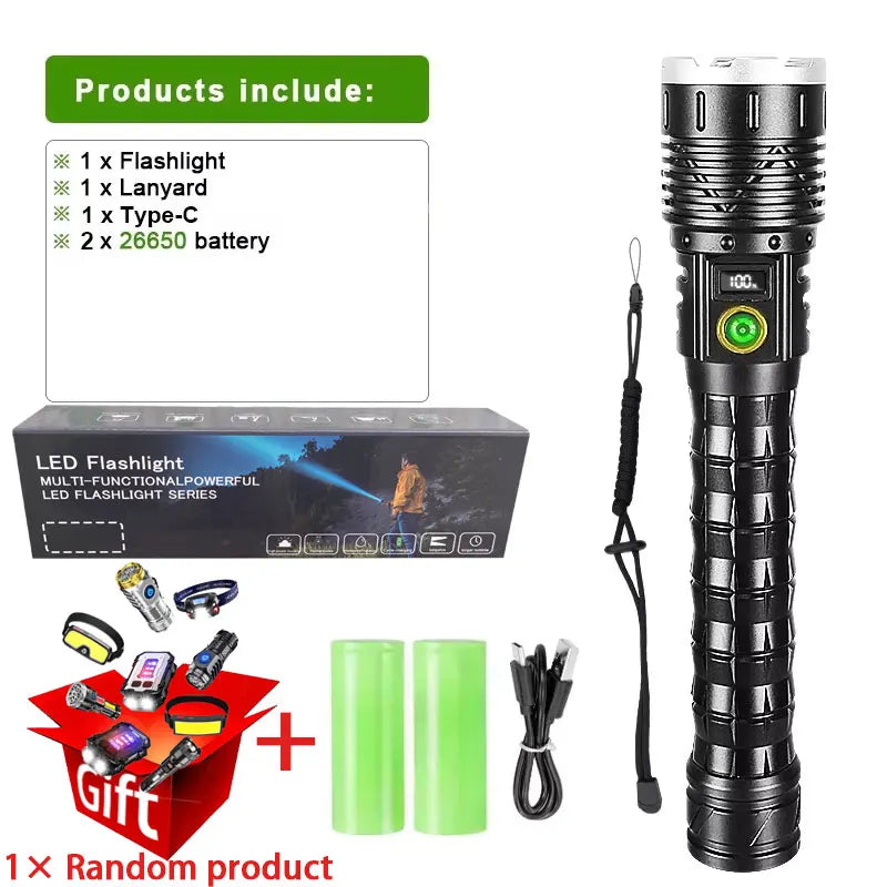 Ultra Bright 900W LED Torch – Waterproof, Rechargeable & Ideal for Emergency Use