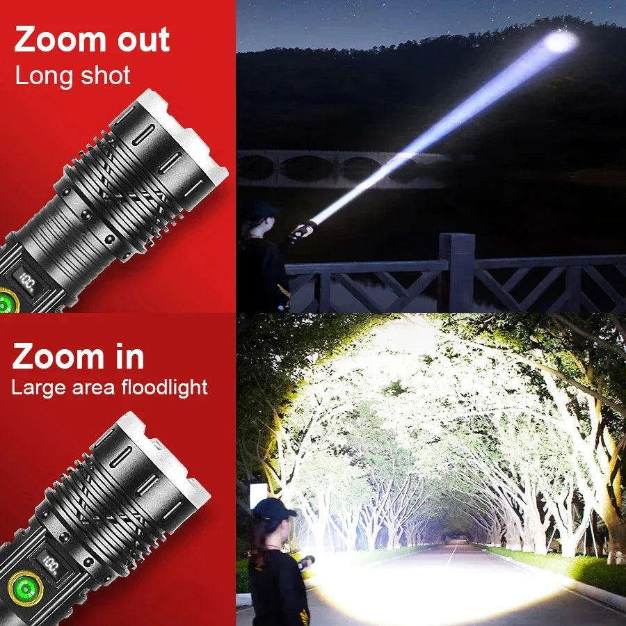 Ultra Bright 900W LED Torch – Waterproof, Rechargeable & Ideal for Emergency Use