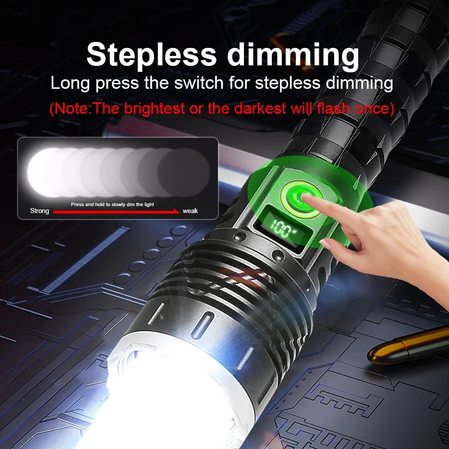 Ultra Bright 900W LED Torch – Waterproof, Rechargeable & Ideal for Emergency Use
