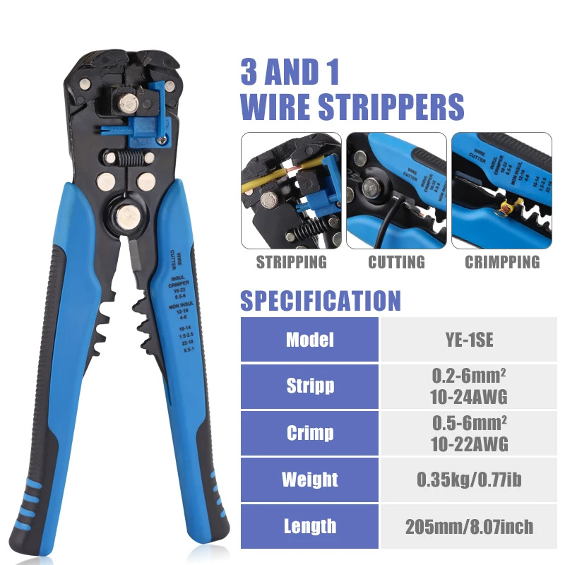 Automatic Wire Stripper & Multifunctional Cable Cutter – Precision Tool for Easy Stripping, Cutting & Crimping (0.2–6mm²)