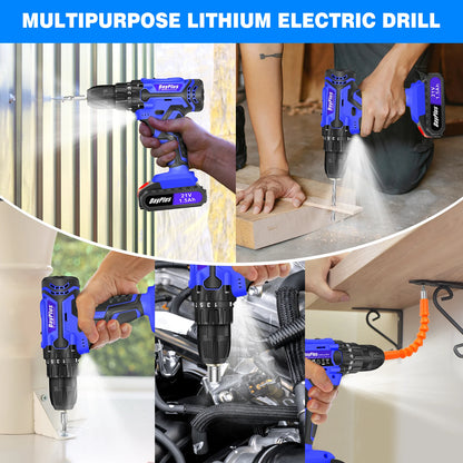 Cordless Drill & Screwdriver Kit – 45Nm Power, LED Light, Ideal for Home & Garden DIY